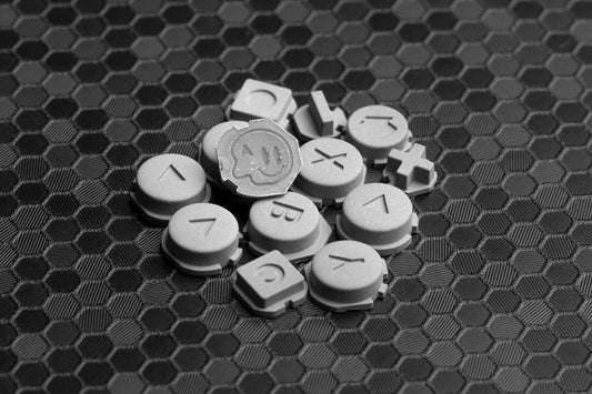 Close up of aluminum nintendo switch 2 buttons