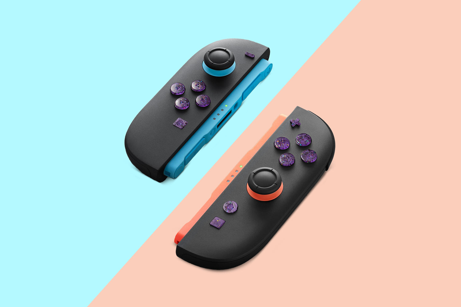 modded nintendo switch 2 joycons with party purple buttons 