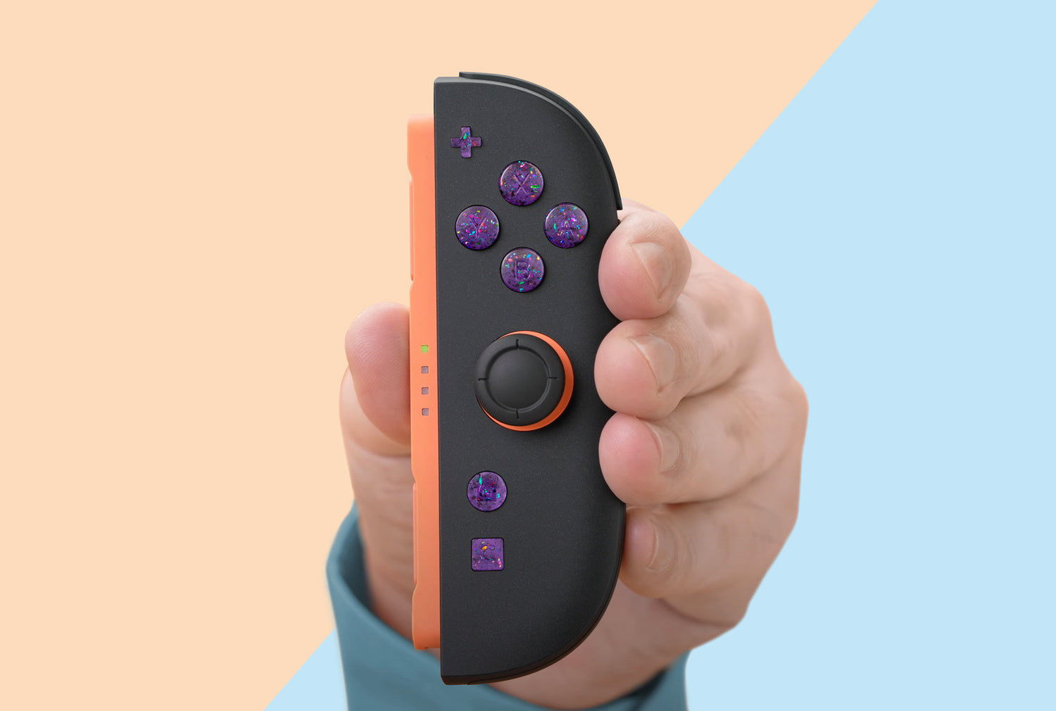nintendo switch 2 joycon with custom party purple buttons installed